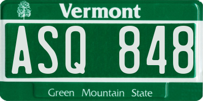VT license plate ASQ848
