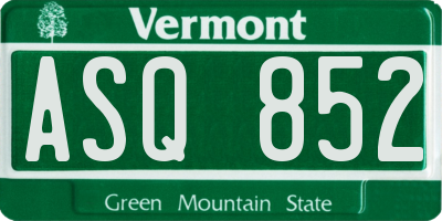 VT license plate ASQ852
