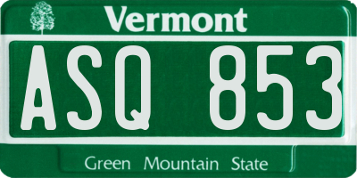 VT license plate ASQ853