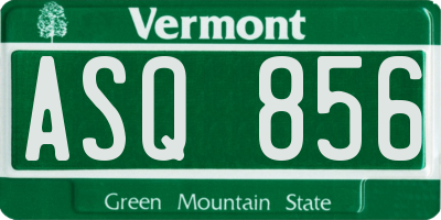 VT license plate ASQ856
