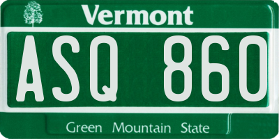 VT license plate ASQ860