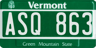 VT license plate ASQ863