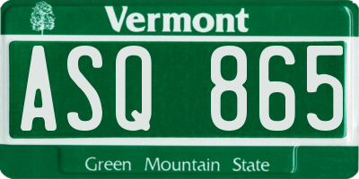 VT license plate ASQ865