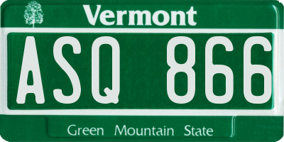 VT license plate ASQ866