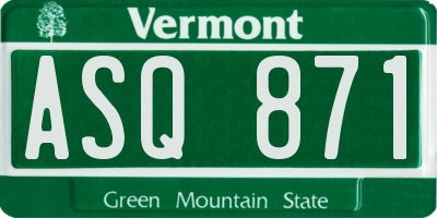 VT license plate ASQ871
