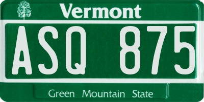 VT license plate ASQ875