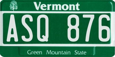 VT license plate ASQ876