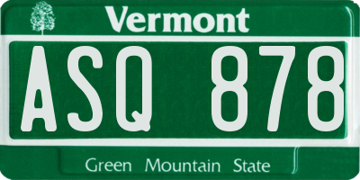 VT license plate ASQ878