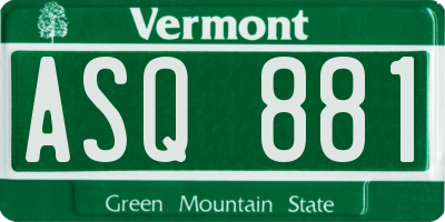VT license plate ASQ881