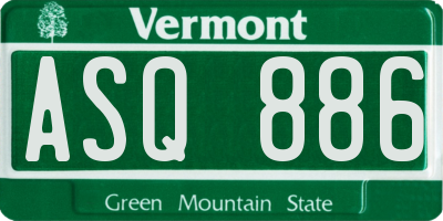 VT license plate ASQ886