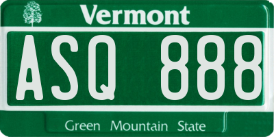 VT license plate ASQ888