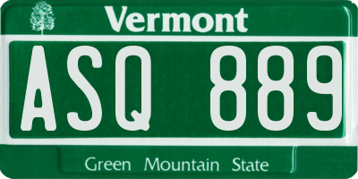 VT license plate ASQ889