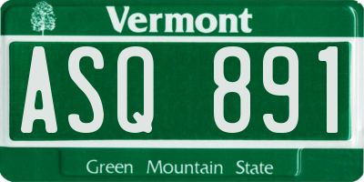 VT license plate ASQ891