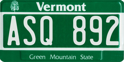 VT license plate ASQ892