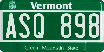 VT license plate ASQ898