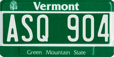 VT license plate ASQ904
