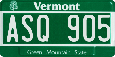 VT license plate ASQ905