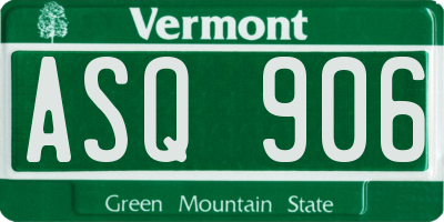 VT license plate ASQ906