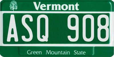 VT license plate ASQ908