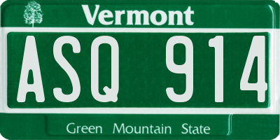 VT license plate ASQ914
