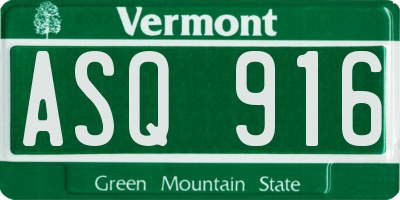 VT license plate ASQ916