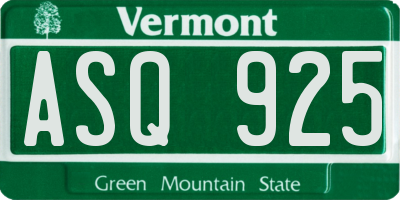 VT license plate ASQ925