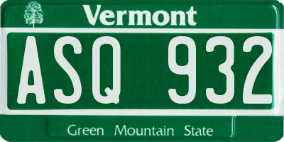 VT license plate ASQ932