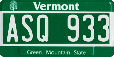 VT license plate ASQ933