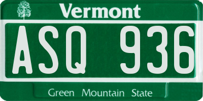 VT license plate ASQ936