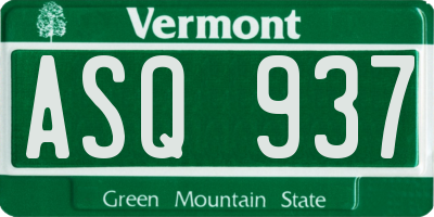 VT license plate ASQ937