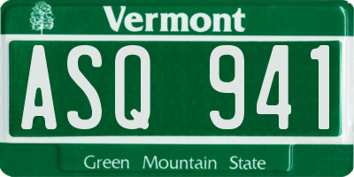 VT license plate ASQ941