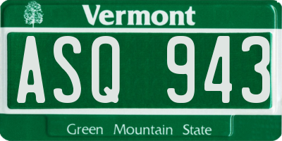 VT license plate ASQ943