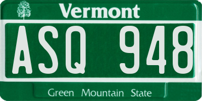 VT license plate ASQ948