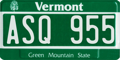 VT license plate ASQ955