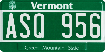 VT license plate ASQ956