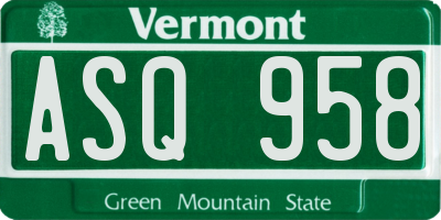 VT license plate ASQ958