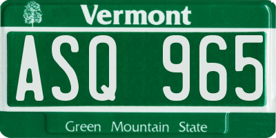 VT license plate ASQ965