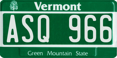 VT license plate ASQ966