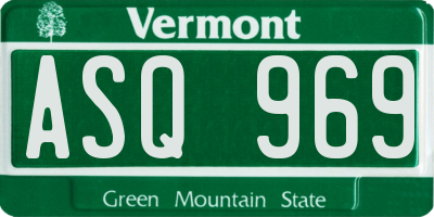 VT license plate ASQ969