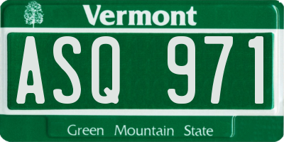 VT license plate ASQ971