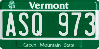 VT license plate ASQ973