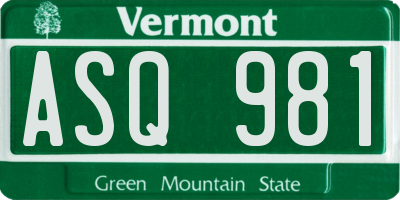 VT license plate ASQ981