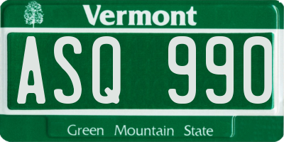 VT license plate ASQ990