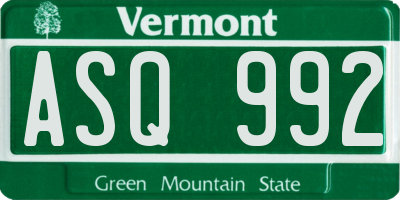 VT license plate ASQ992