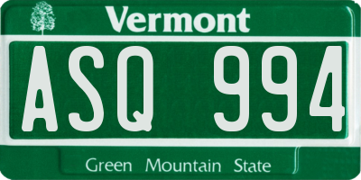 VT license plate ASQ994