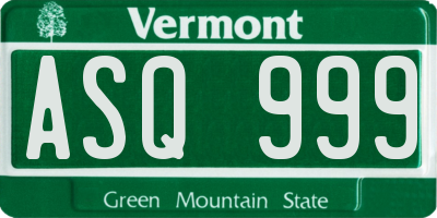VT license plate ASQ999