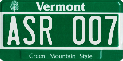 VT license plate ASR007