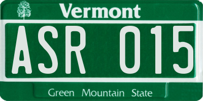 VT license plate ASR015