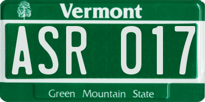 VT license plate ASR017