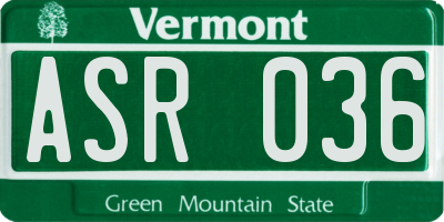 VT license plate ASR036
